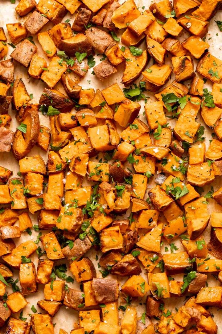 Herb Roasted Sweet Potatoes Ahead of Thyme