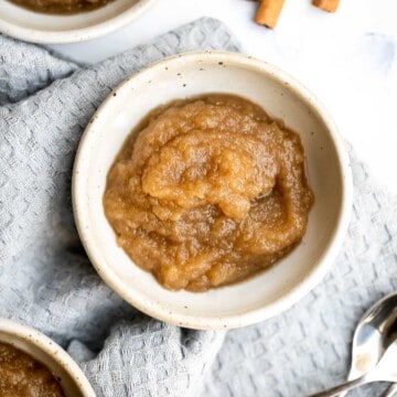 Slow cooker applesauce is delicious, healthy, kid-friendly, packed with warm and cozy fall flavors, and easy to make with just 10 minutes prep. | aheadofthyme.com