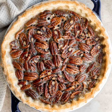 Old-fashioned pecan pie is a classic fall dessert with a homemade pie crust and sweet custard filling loaded with crunchy pecans — perfect for Thanksgiving. | aheadofthyme.com