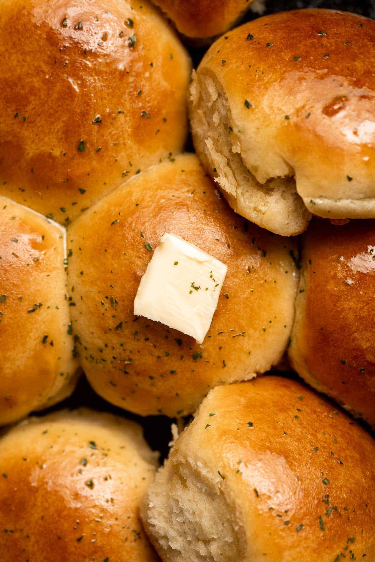 Quick and Easy Skillet Dinner Rolls are soft, fluffy, and served warm right out of the oven making them the only bread recipe you’ll need with dinner. | aheadofthyme.com