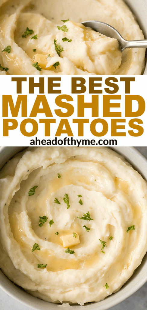 Creamy, buttery, and delicious, this is the best and creamiest mashed potatoes recipe you will ever find. It's velvety, smooth, and melts in your mouth. | aheadofthyme.com