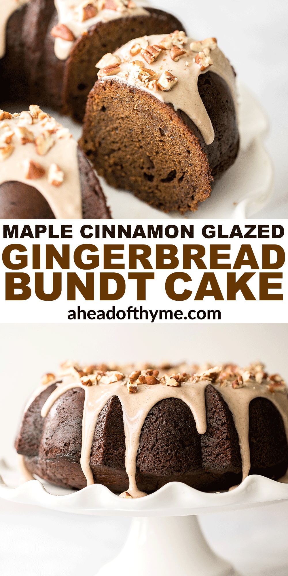 Gingerbread Bundt Cake with Maple Cinnamon Glaze