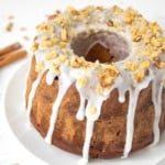This glazed gingerbread bundt cake with nut topping is festive, easy to make, and perfect for the holidays or anytime of year! | aheadofthyme.com