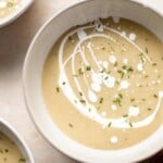 Creamy artichoke soup is rich, healthy, delicious, easy to make, and freezer-friendly. This vegetarian soup is loaded with artichokes, leeks, and potatoes. | aheadofthyme.com