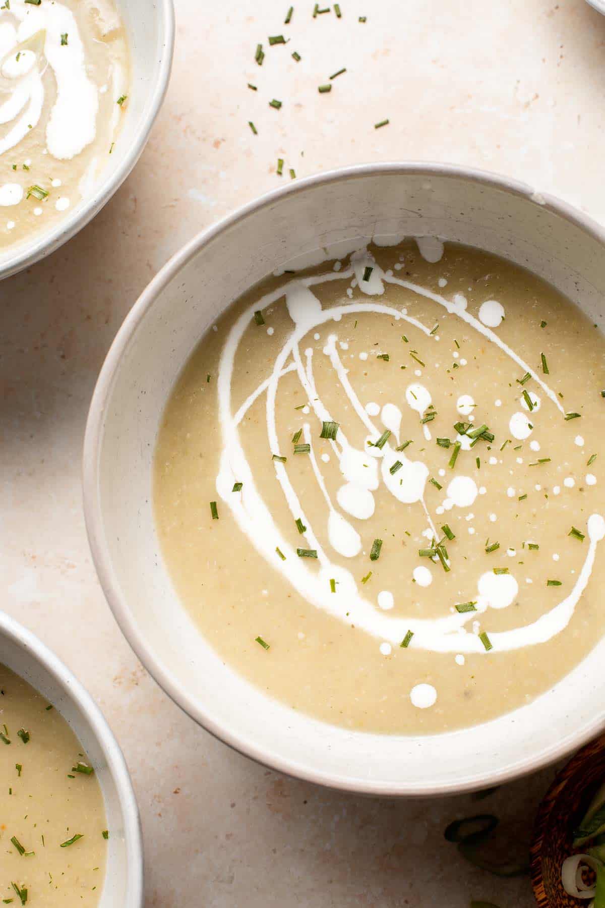 Creamy artichoke soup is rich, healthy, delicious, easy to make, and freezer-friendly. This vegetarian soup is loaded with artichokes, leeks, and potatoes. | aheadofthyme.com