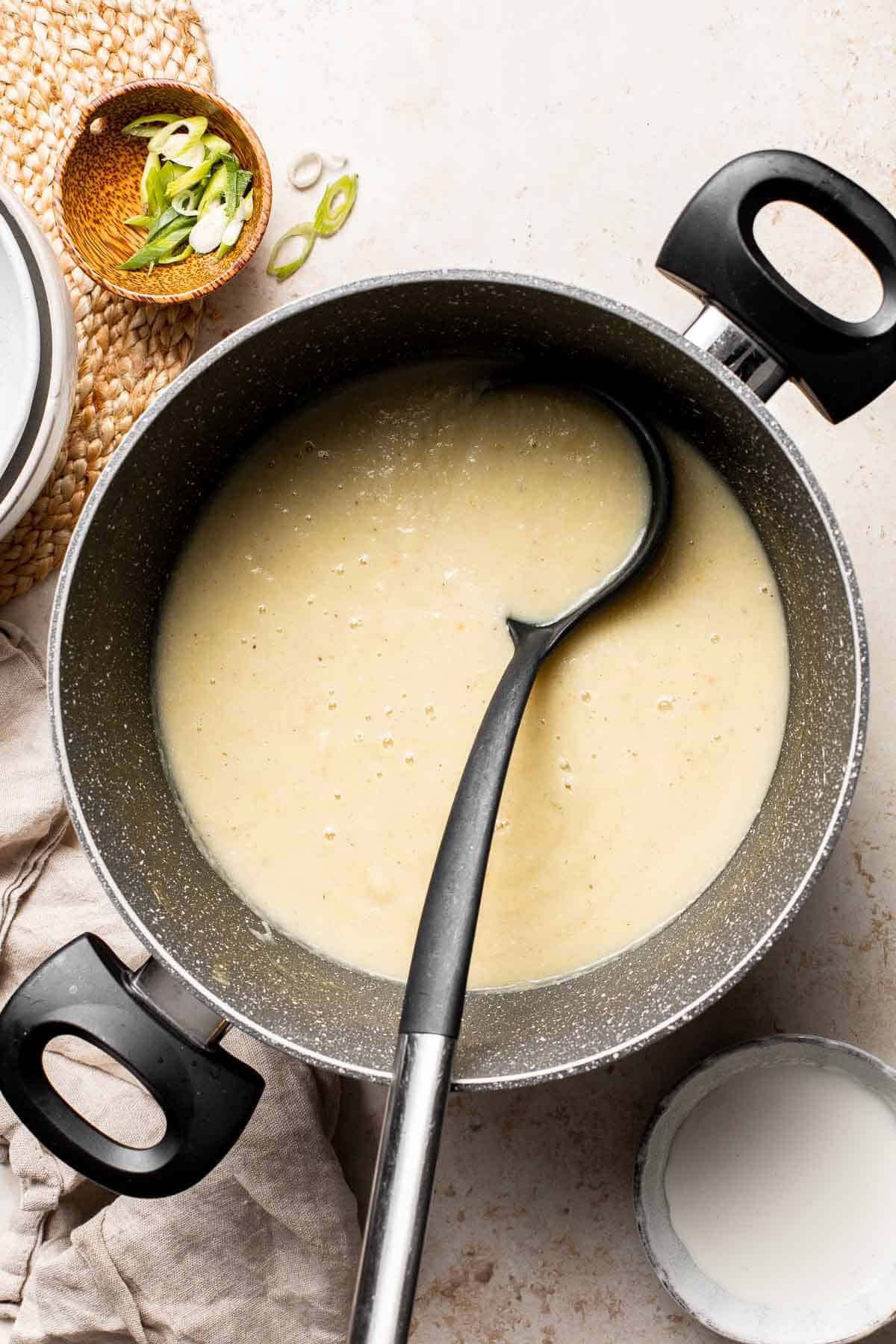 Creamy artichoke soup is rich, healthy, delicious, easy to make, and freezer-friendly. This vegetarian soup is loaded with artichokes, leeks, and potatoes. | aheadofthyme.com