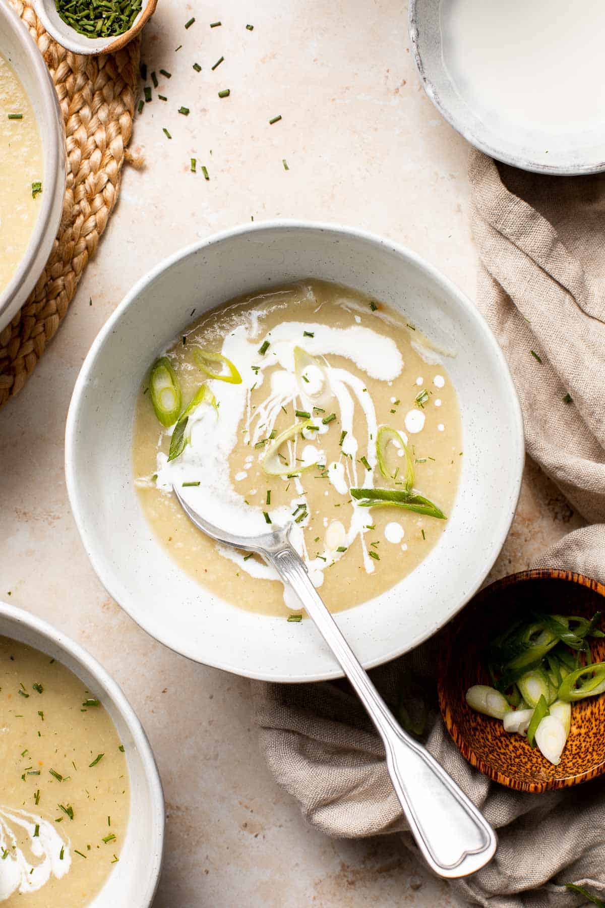 Creamy artichoke soup is rich, healthy, delicious, easy to make, and freezer-friendly. This vegetarian soup is loaded with artichokes, leeks, and potatoes. | aheadofthyme.com
