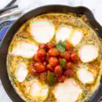 This 15-minute caprese frittata is the recipe you’ve been waiting for -- tomatoes, basil, fresh mozzarella wrapped between fluffy, light eggs. A go-to breakfast for entertaining or an easy dinner for busy weeknights. | aheadofthyme.com