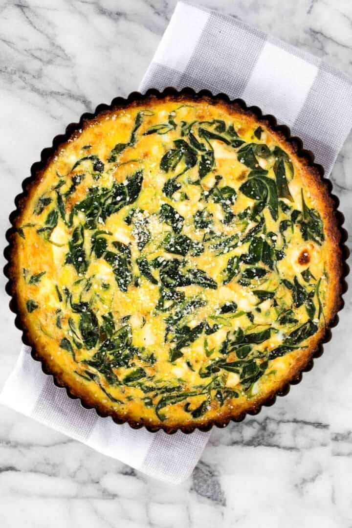 Spinach and Feta Quiche with Cauliflower Crust - Ahead of Thyme