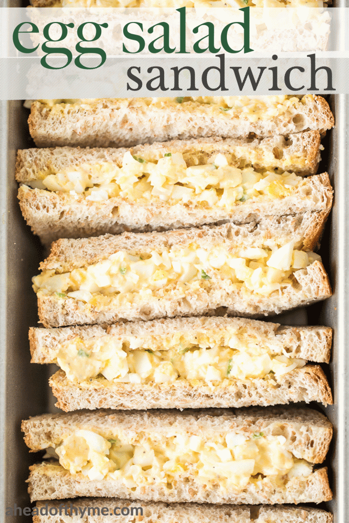 The best egg salad sandwich is a quick and easy picnic classic loaded with perfect hard-boiled eggs, mayonnaise, a touch of dijon mustard and green onions. | aheadofthyme.com