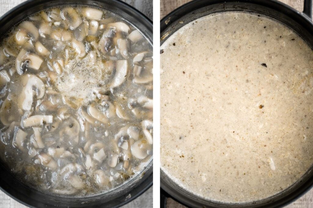 Cream of mushroom soup is thick, creamy, and comforting. This delicious one pot soup is easy to make in 45 minutes, freezer-friendly, and reheats well. | aheadofthyme.com