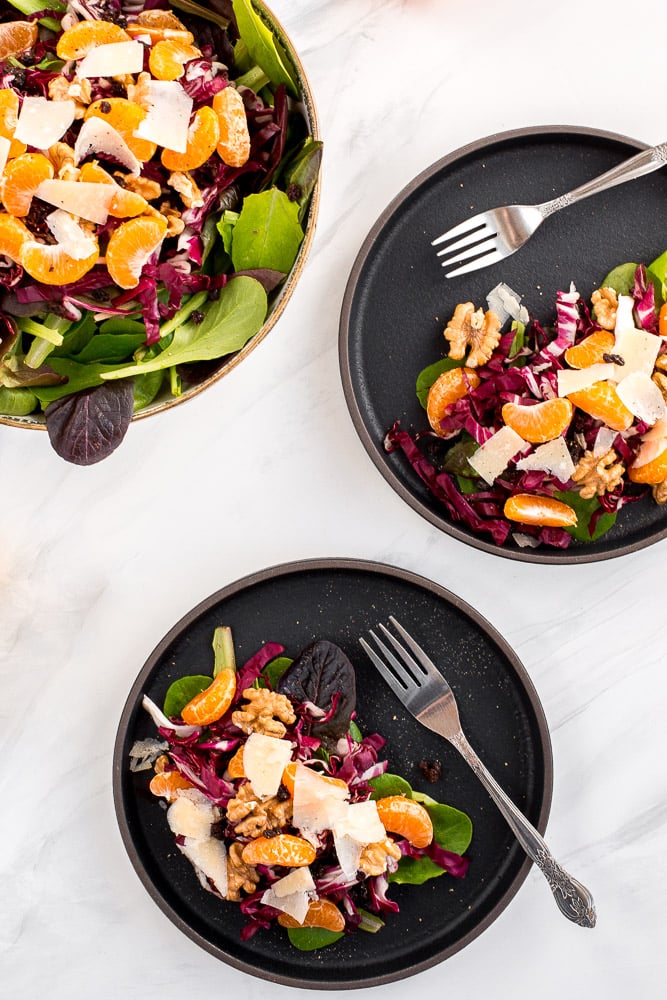 Mandarin orange salad is fresh, vibrant, tangy, and sweet, bursting with flavour, and topped with a delicious orange salad dressing. | aheadofthyme.com