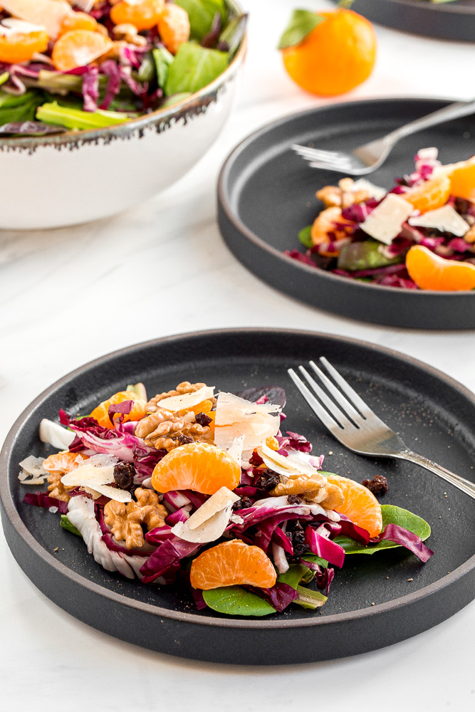 Mandarin orange salad is fresh, vibrant, tangy, and sweet, bursting with flavour, and topped with a delicious orange salad dressing. | aheadofthyme.com