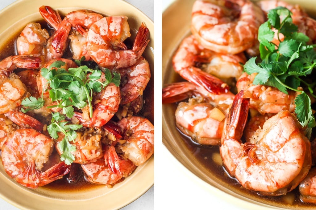 10-minute tiger prawns in garlic ginger soy sauce is juicy, tender and immersed in incredible Asian flavours. It's the perfect weeknight meal. | aheadofthyme.com