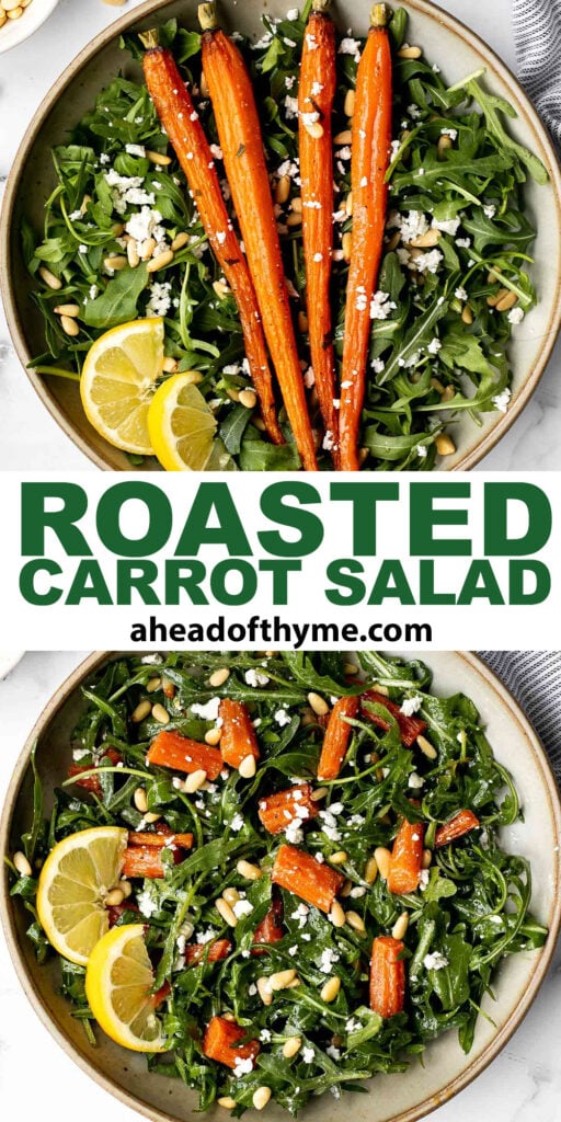 Arugula and roasted carrot salad is one of the best spring salads, packed with a delicious combination of sweet and sour flavours, plus easy to make. | aheadofthyme.com