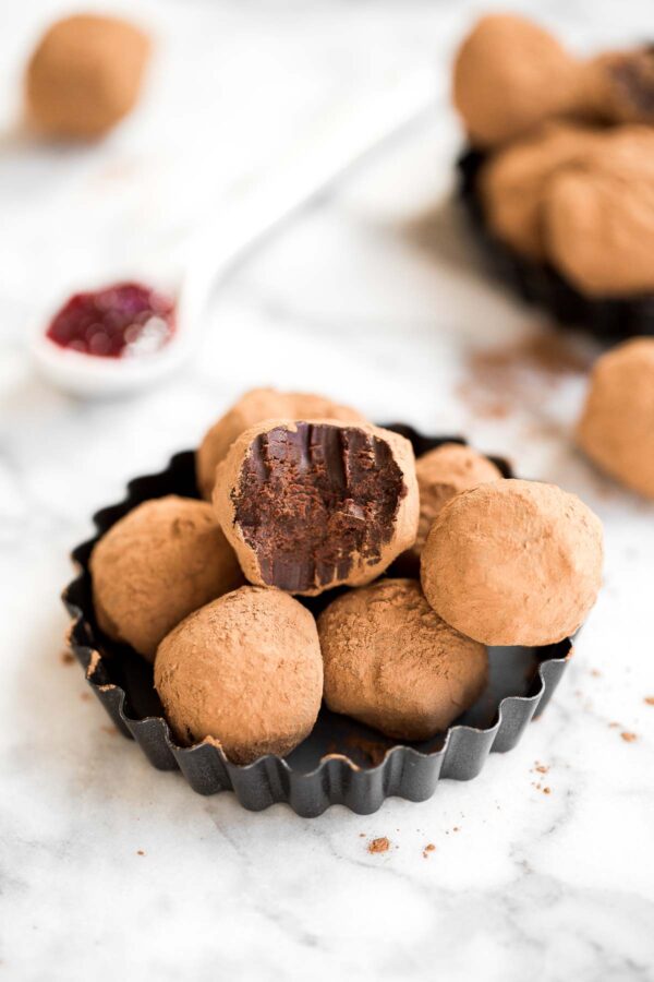 Dark Chocolate Raspberry Truffles Ahead of Thyme