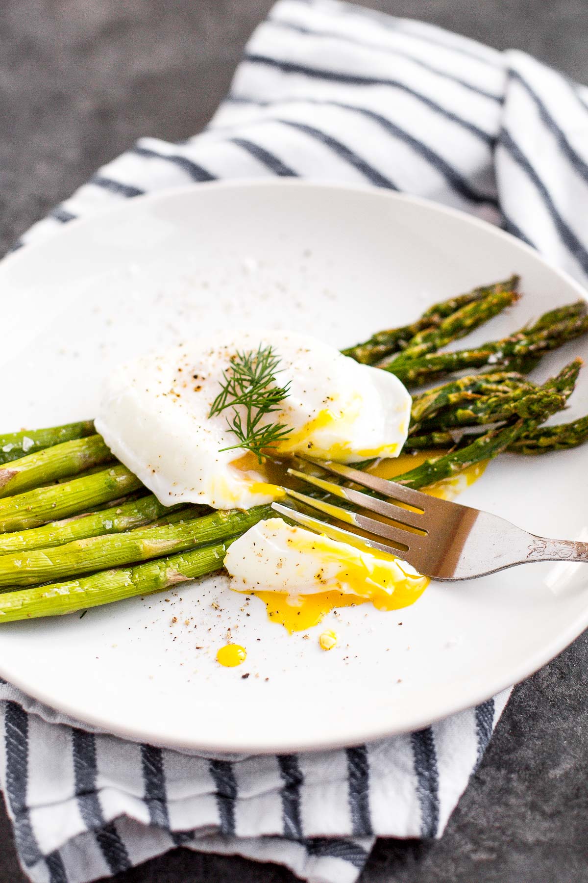Roasted Asparagus with Poached Eggs Ahead of Thyme