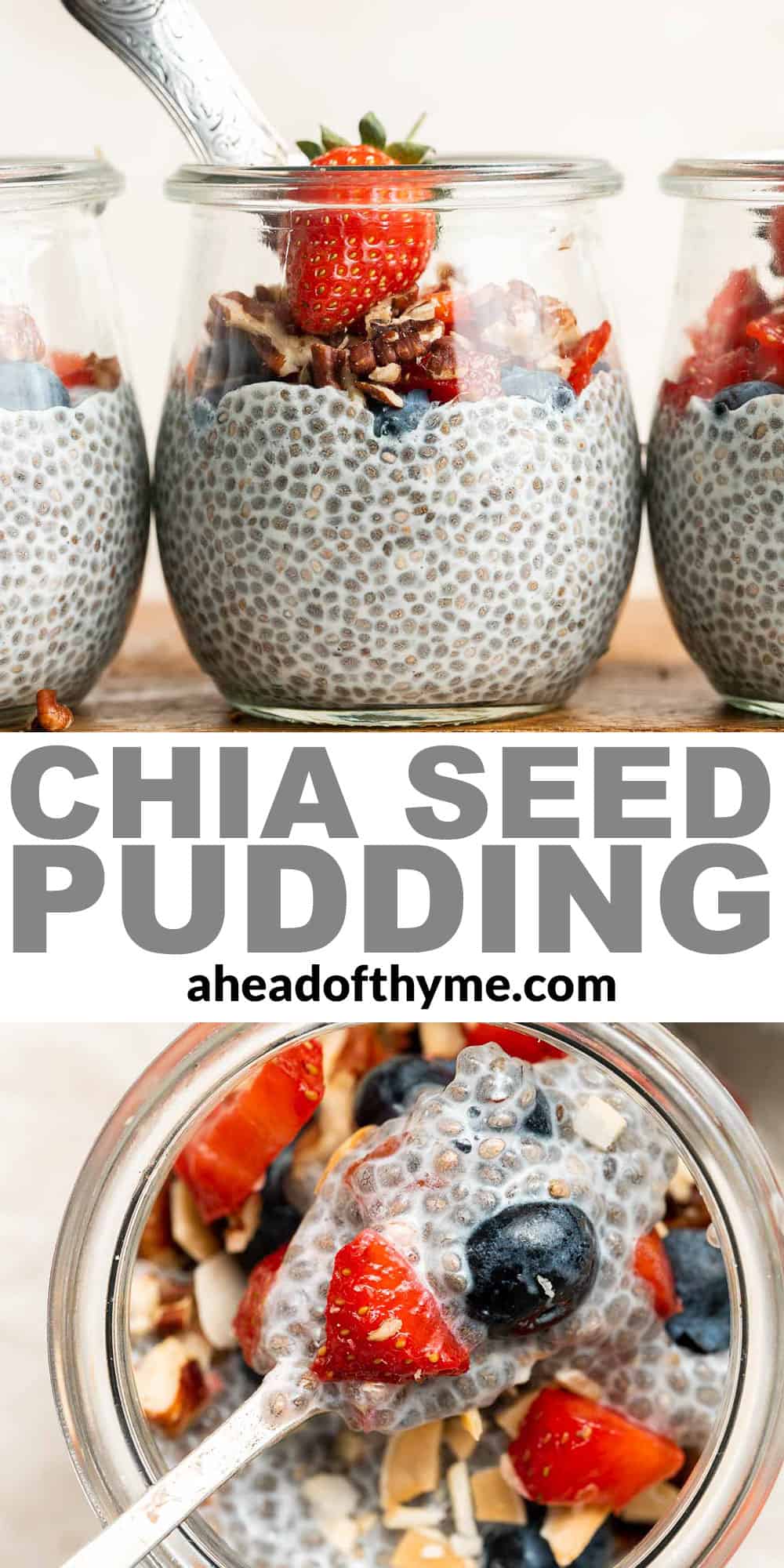 Chia Seed Pudding is creamy, delicious, and healthy, loaded with protein, fiber, antioxidants, and healthy fats. Plus, it’s easy to make with 3 ingredients. | aheadofthyme.com