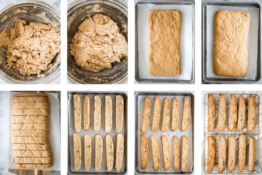 Small batch almond biscotti are crunchy, crumbly and packed with almonds, perfect for dunking into tea or coffee, and they are super easy to make. | aheadofthyme.com