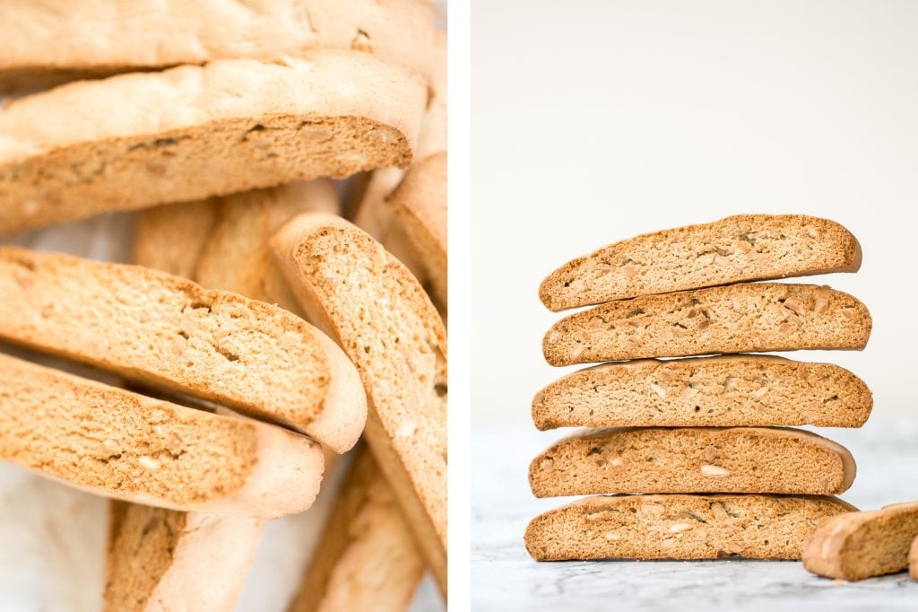 Small batch almond biscotti are crunchy, crumbly and packed with almonds, perfect for dunking into tea or coffee, and they are super easy to make. | aheadofthyme.com