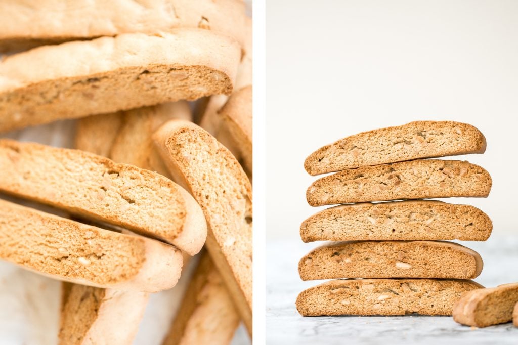 Small batch almond biscotti are crunchy, crumbly and packed with almonds, perfect for dunking into tea or coffee, and they are super easy to make. | aheadofthyme.com