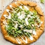 Potato galette with arugula and crème fraîche is a rich, light, and delicious savoury tart to serve for breakfast, lunch, or dinner. A total crowd-pleaser. | aheadofthyme.com