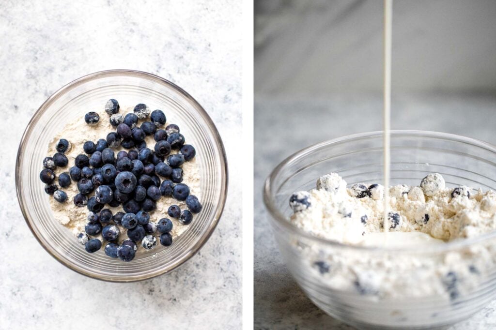 Light, tender and flakey, glazed lemon blueberry scones are crunchy and golden on the outside, soft and moist in the middle, with a drizzle of lemon glaze. | aheadofthyme.com