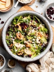 Delicious apple walnut salad with crisp apples, crunchy walnuts, and tangy balsamic vinaigrette. A healthy, easy side dish or lunch! | aheadofthyme.com