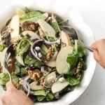 Have an apple today and keep the doctor away with this fresh, fall favourite -- apple walnut salad with homemade balsamic vinaigrette. Throw together crisp apples, crunchy walnuts, and sweet cranberries for a taste of the holidays. | aheadofthyme.com