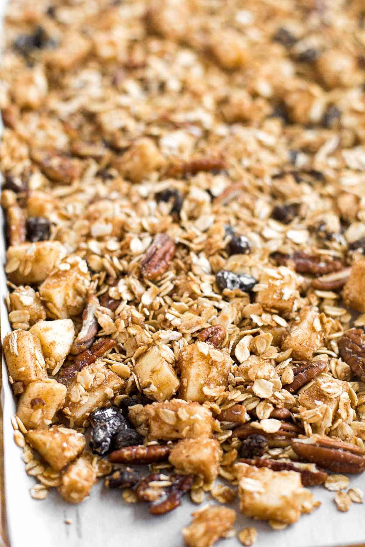 Cinnamon Apple Granola is quick and easy to make, tastes like apple pie, and is much better than store-bought — plus easier to make than you think! | aheadofthyme.com