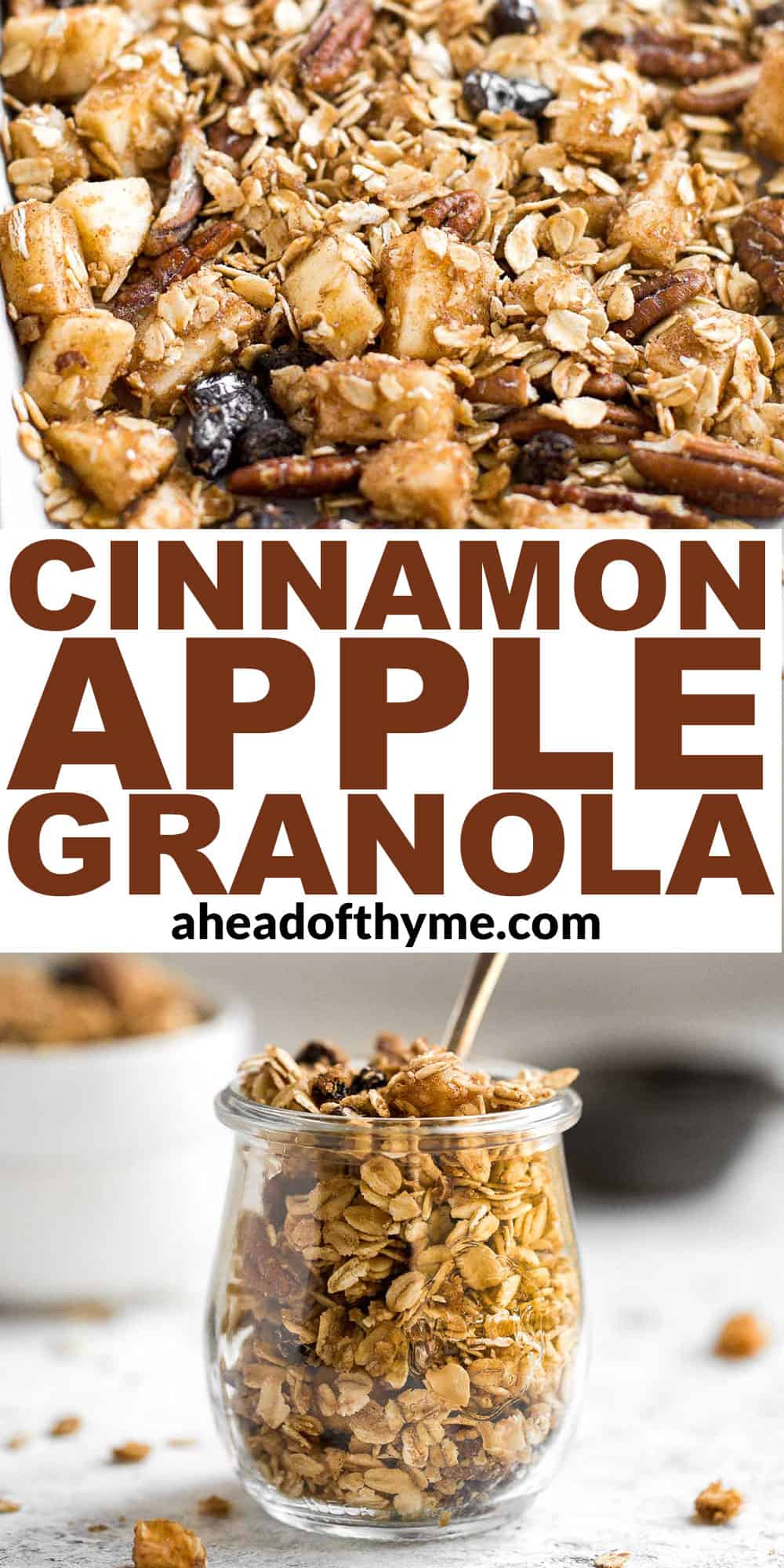 Cinnamon Apple Granola is quick and easy to make, tastes like apple pie, and is much better than store-bought — plus easier to make than you think! | aheadofthyme.com