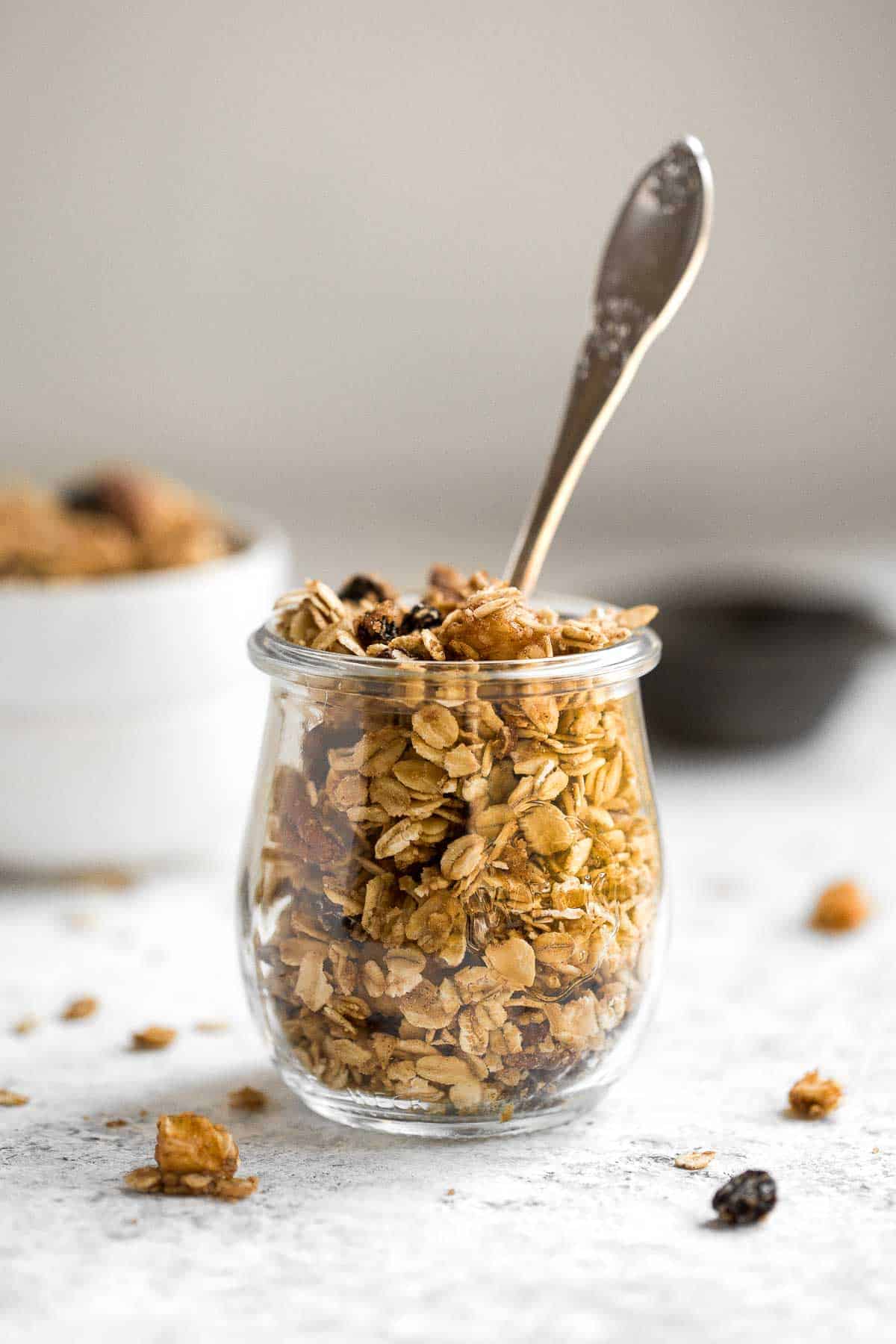 Cinnamon Apple Granola is quick and easy to make, tastes like apple pie, and is much better than store-bought — plus easier to make than you think! | aheadofthyme.com