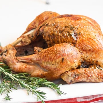 Make Thanksgiving easier with the best and juiciest roast turkey ever! It cooks faster and requires NO brining! | aheadofthyme.com