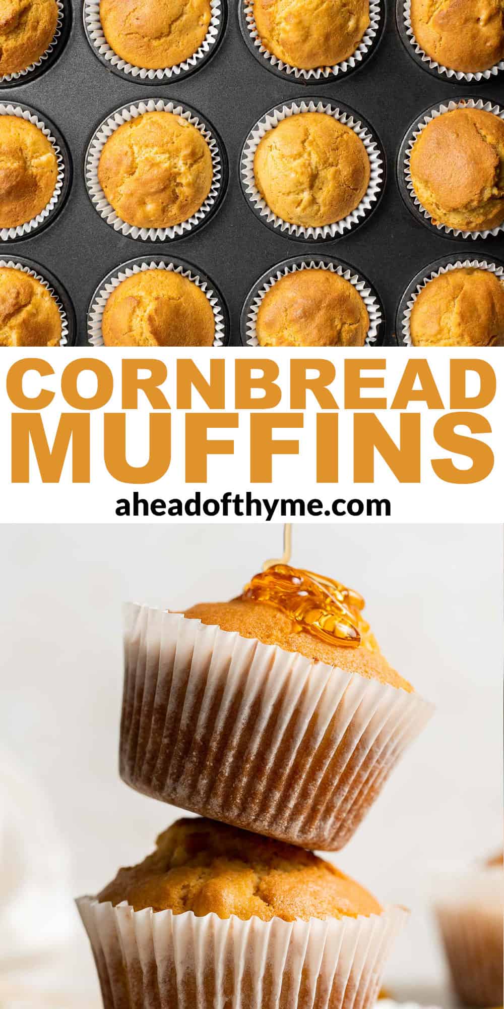 Easy Cornbread Muffins are moist, fluffy, tender, and sweet. They're the perfect side dish to serve with a Southern barbecue or Thanksgiving holiday dinner. | aheadofthyme.com