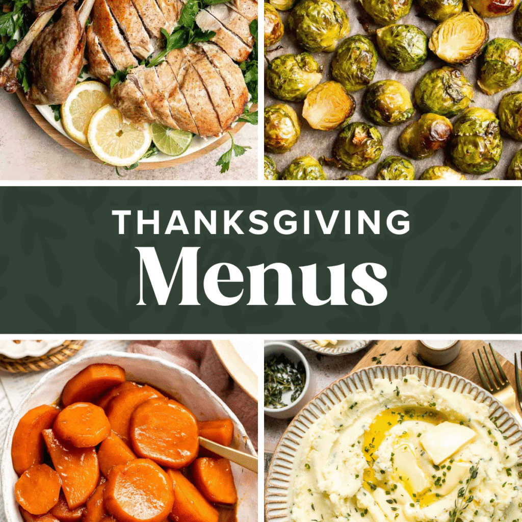 Plan your best Thanksgiving yet with this easy Thanksgiving menu guide! Includes classic recipes, make-ahead ideas, and free printable menus. | aheadofthyme.com