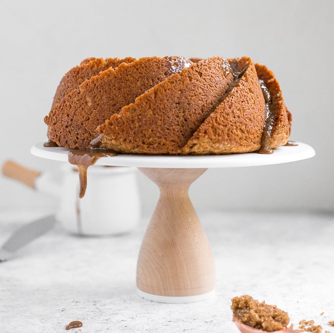 No one will be able to resist this perfectly sweet and moist, glazed brown sugar bundt cake. Made with Greek yogurt for major decadence and richness! | aheadofthyme.com