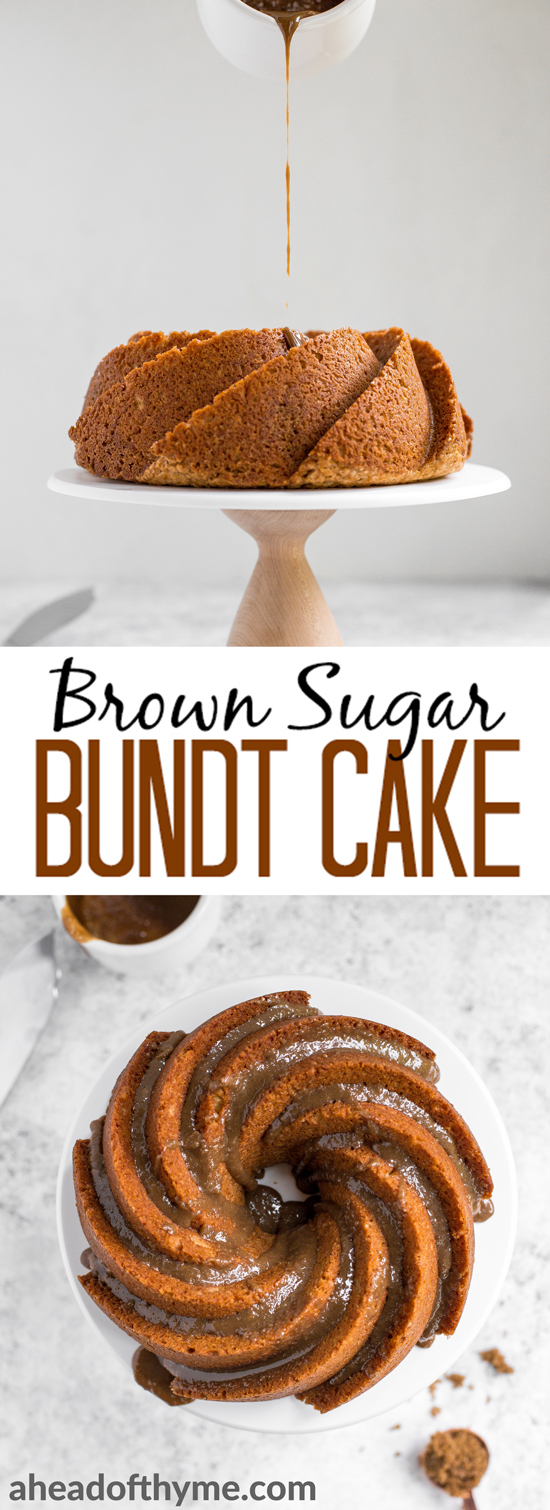No one will be able to resist this perfectly sweet and moist, glazed brown sugar bundt cake. Made with Greek yogurt for major decadence and richness! | aheadofthyme.com