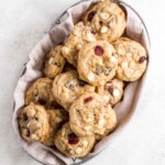 Soft and chewy white chocolate cranberry cookies are golden brown with crisp edges, quick and easy, and freeze well — the perfect holiday cookie. | aheadofthyme.com