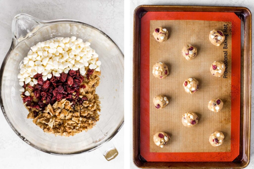 Soft and chewy white chocolate cranberry cookies are golden brown with crisp edges, quick and easy, and freeze well — the perfect holiday cookie. | aheadofthyme.com