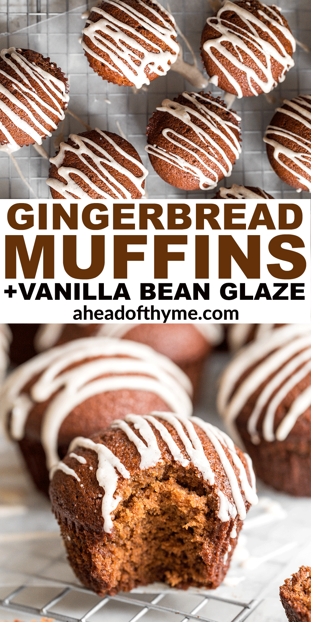 Gingerbread Muffins with Vanilla Bean Glaze