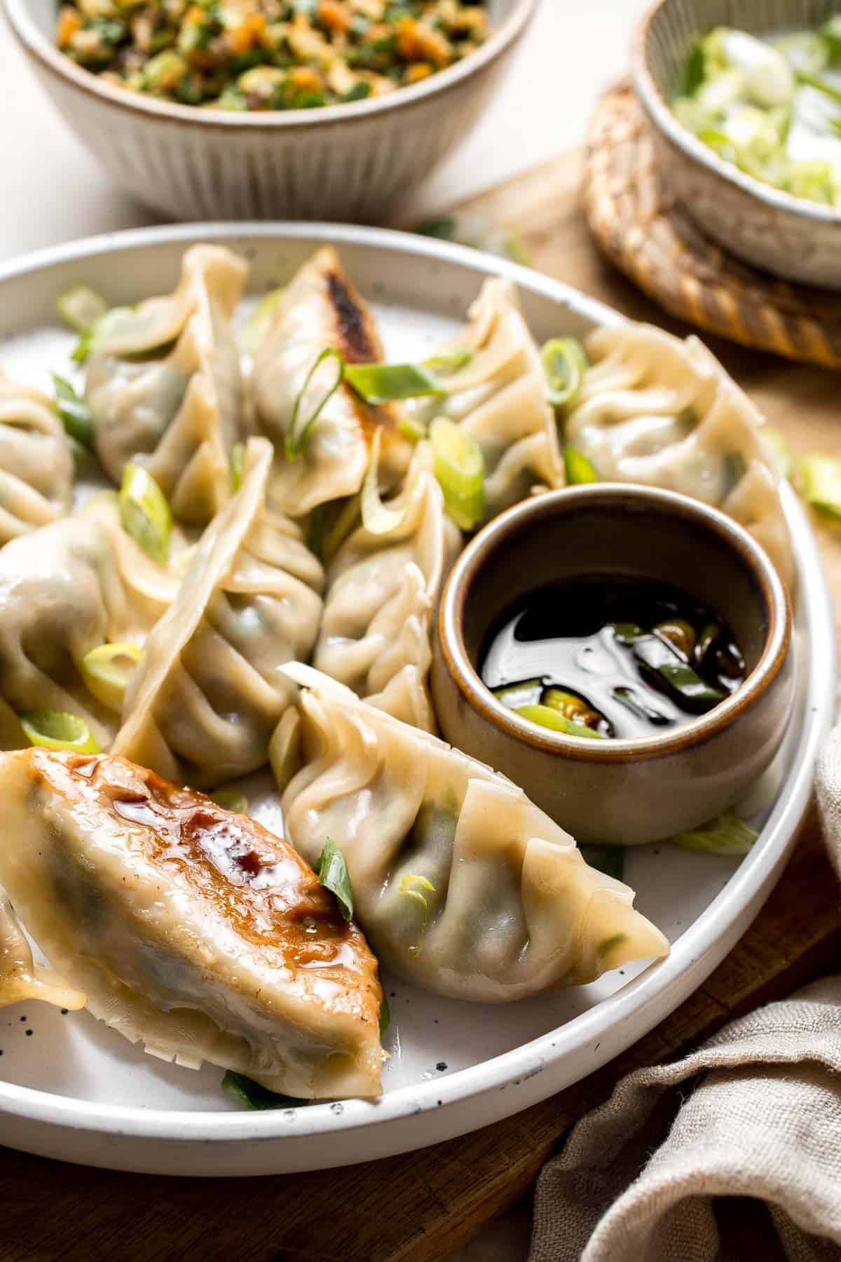 Chinese Beef Dumplings are filled with juicy ground beef, finely chopped celery, and a blend of aromatic seasonings. Make them steamed, boiled or pan-fried! | aheadofthyme.com