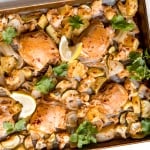 In under 30 minutes, create intensely flavourful tandoori chicken sheet pan dinner loaded with vegetables, any night of the week! Good-bye takeout! | aheadofthyme.com