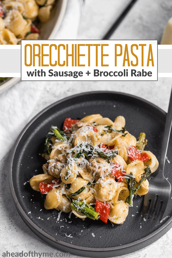 Orecchiette Pasta with Sausage, Broccoli Rabe and Roasted Red Peppers