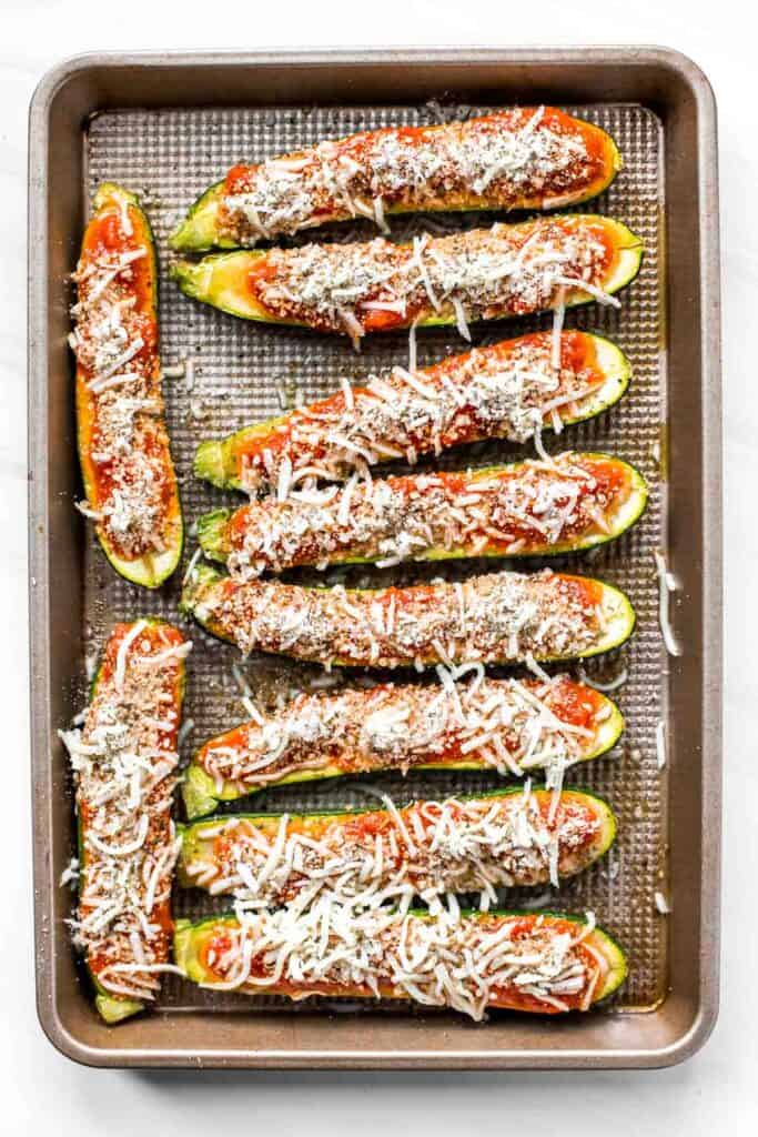 Cheesy Baked Zucchini with Marinara Ahead of Thyme