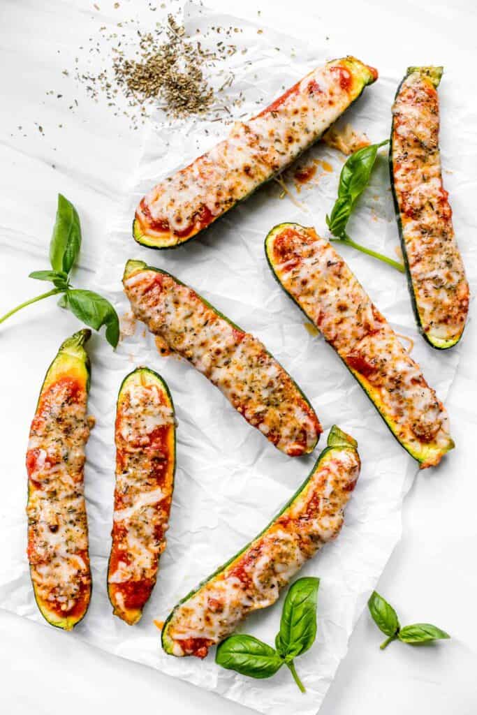 Cheesy Baked Zucchini with Marinara Ahead of Thyme