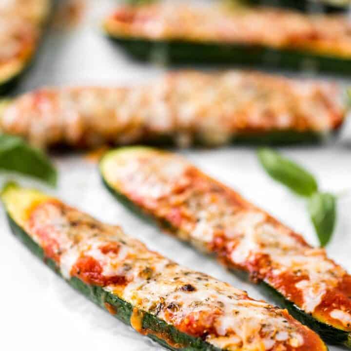 Cheesy Baked Zucchini with Marinara Ahead of Thyme
