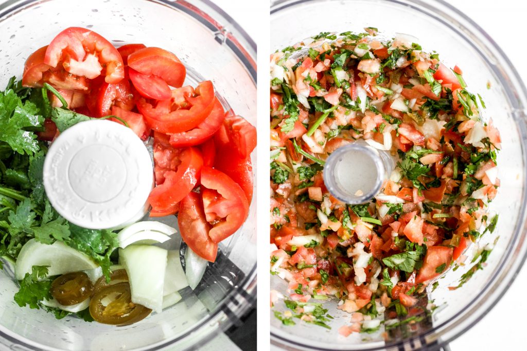 Easy 5-minute pico de gallo chunky salsa is packed with fresh tomatoes, onion, cilantro, and lime juice (and optional jalapeños for a spicy kick). | aheadofthyme.com
