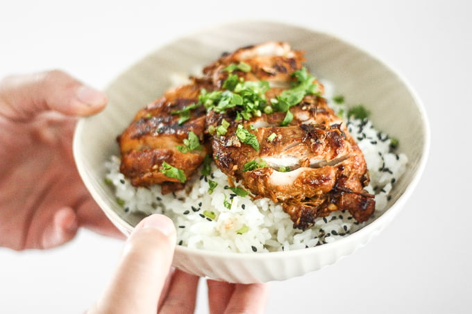 Aromatic Asian pan-fried lemongrass chicken is healthy, gluten-free, and takes less than 25 minutes to prep and cook! Now that's what I call the perfect weeknight meal. | aheadofthyme.com