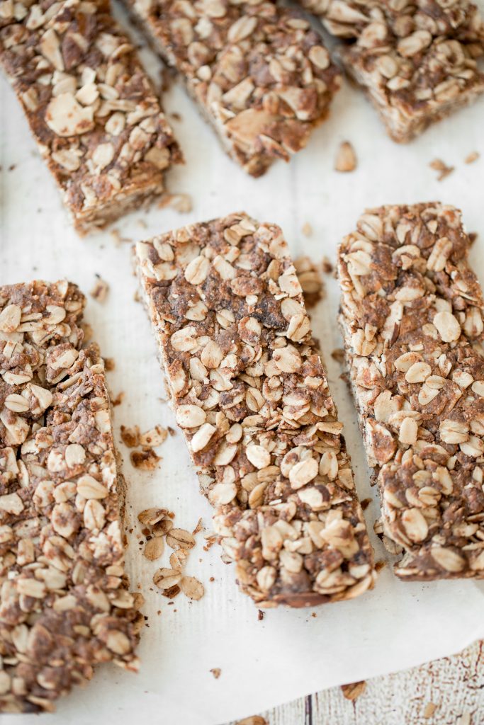 Almond butter granola bars are the perfect handheld snack for back to school or work lunches. They are healthy, gluten-free, and have no refined sugar. | aheadofthyme.com