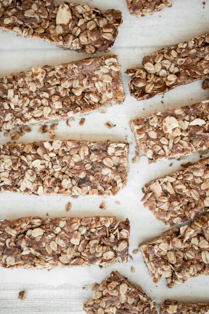 Almond butter granola bars are the perfect handheld snack for back to school or work lunches. They are healthy, gluten-free, and have no refined sugar. | aheadofthyme.com